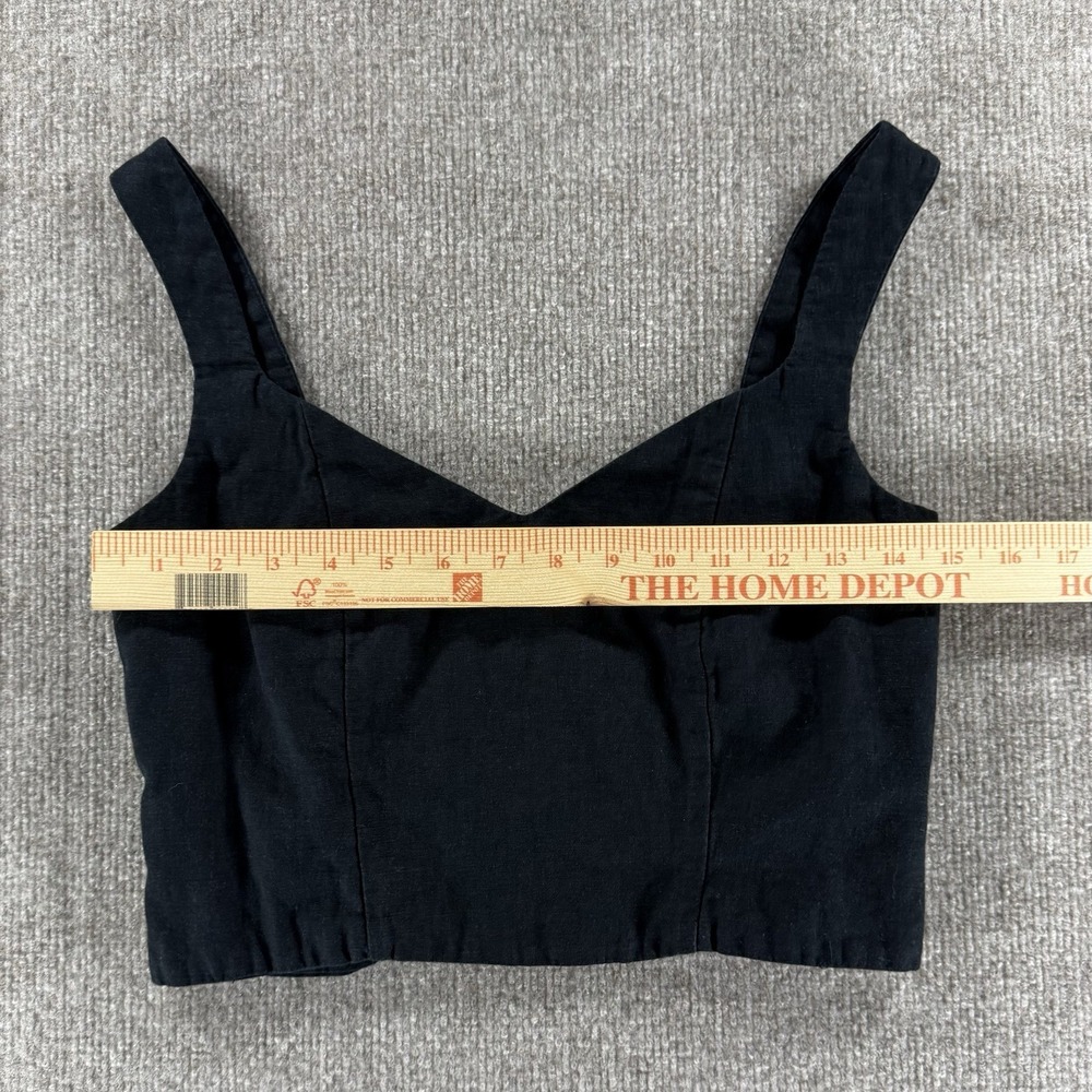 A New Day Black Linen Blend Crop Tank Top Smocked Back Size Small - Picture 5 of 6